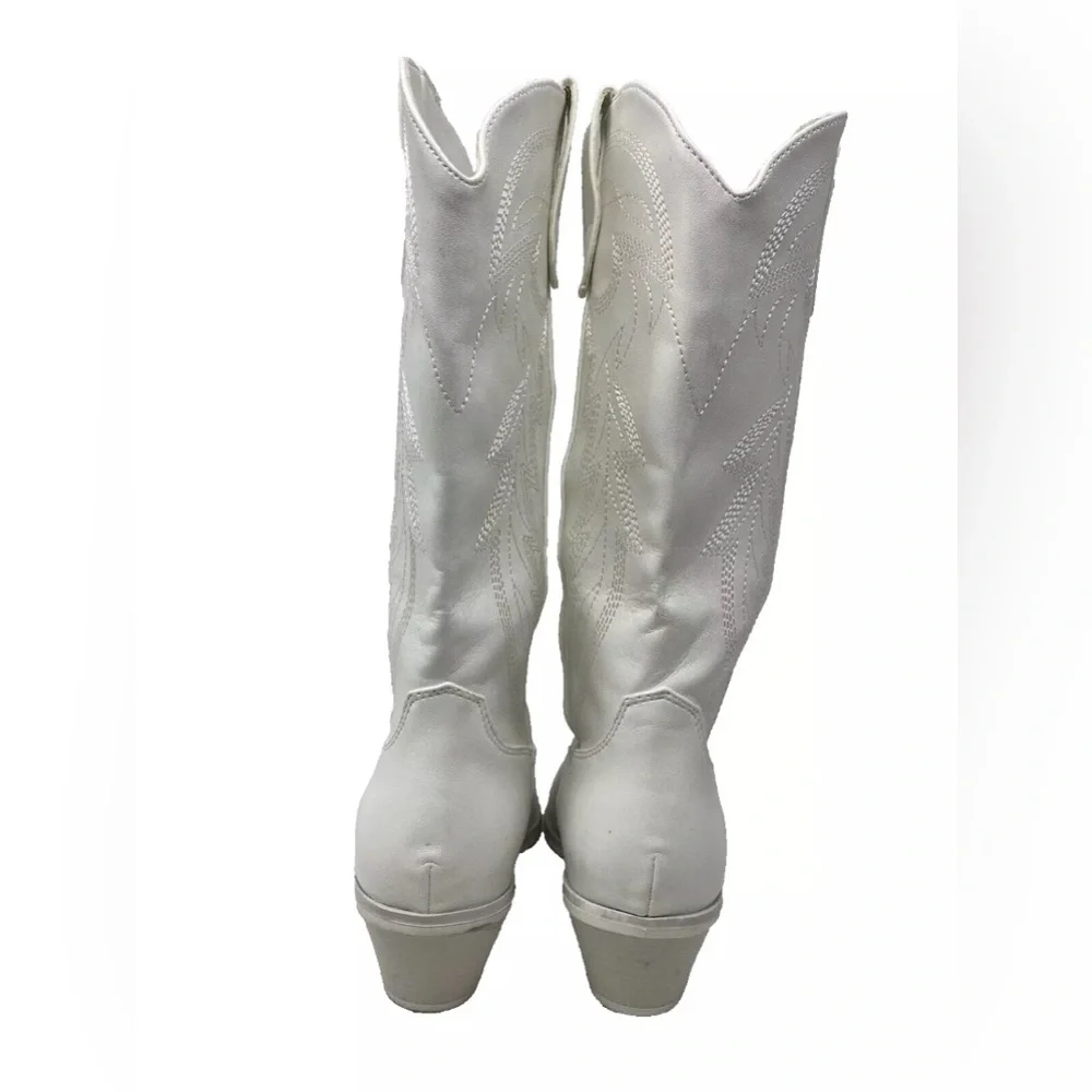 Madden Girl Women's Redford White Cowboy, Western Boots 7.5 Medium M - Picture 4 of 8